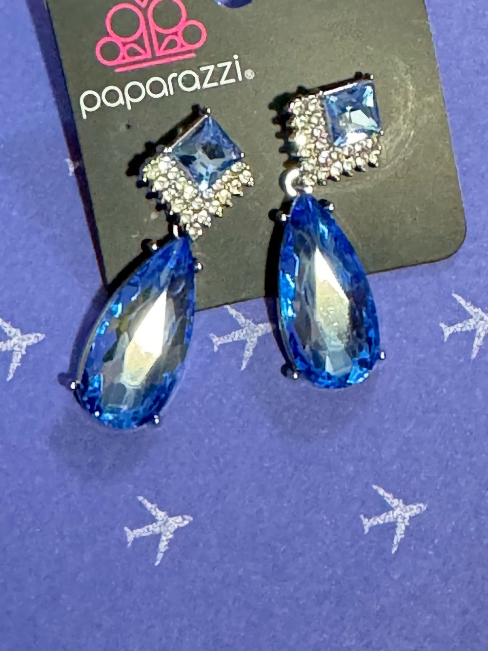 paparazzi Sapphire Blue Teardrop Crystal Dangle Earrings
